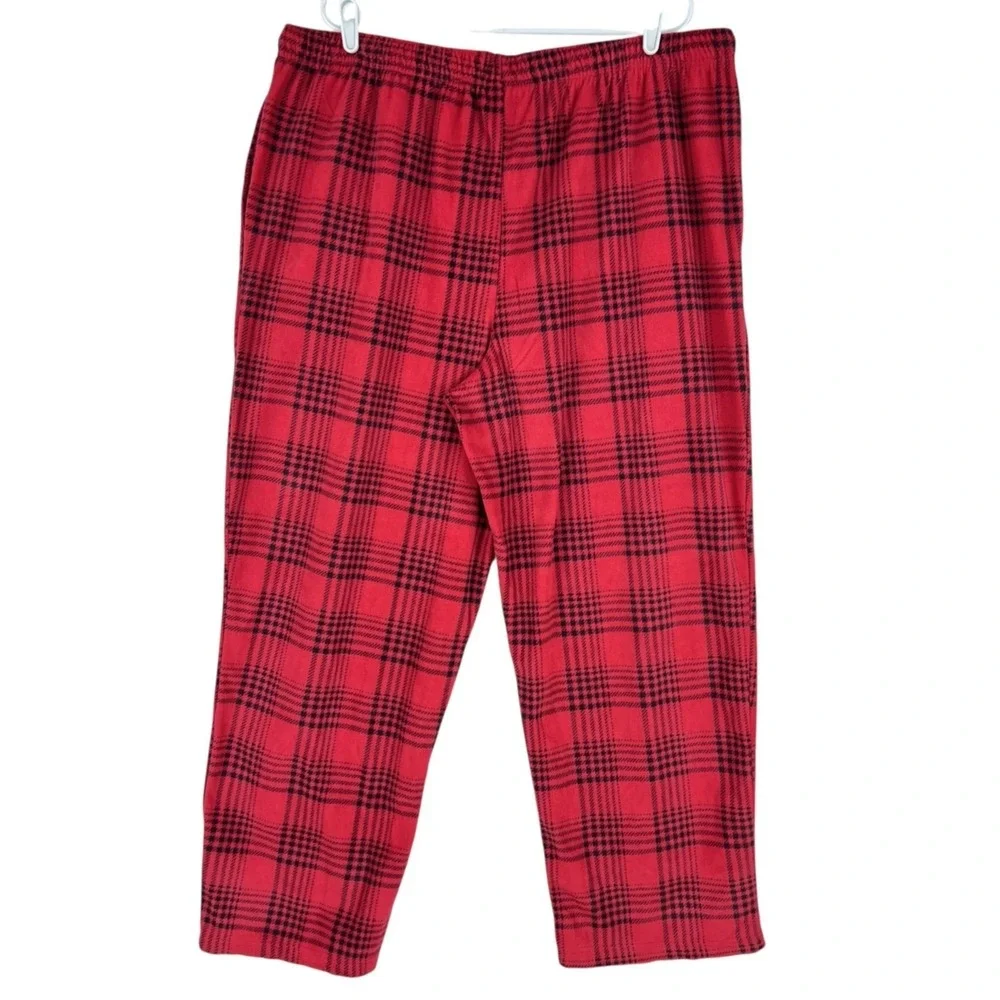 St. Johns Bay Men's Red & Black Plaid Fleece Sleepwear Pants Size XXL NWT